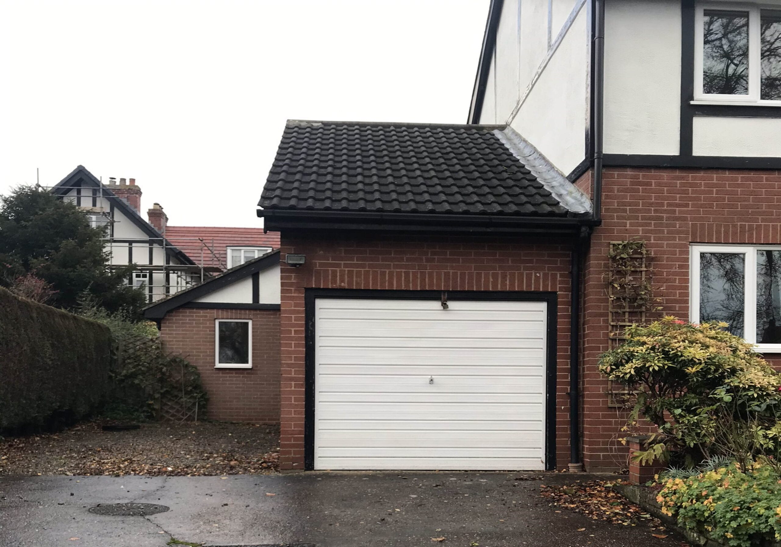 before photo showing garage on house in Roundhay before a house extension was built with designs by HB Architectural Services